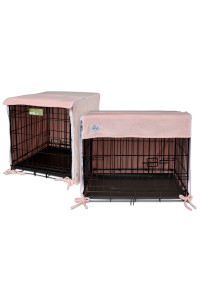 Pet Dreams Breathable Crate Cover - Double Door Dog Crate Coverskennel Covers, Metal Dog Crate Accessories, Machine Washable Kennel Cover (Pink, Small Dog Crate Cover 24 Inch)