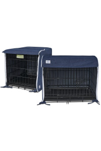 Pet Dreams Breathable Crate Cover - Double Door Dog Crate Covers/Kennel Covers, Metal Dog Crate Accessories, Machine Washable Kennel Cover (Blue, XXL Dog Crate Cover 48 Inch)