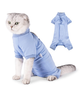 Cat Recovery Suit After Surgery, Pet Recovery Wear For Abdominal Wounds Cat Onesie Cone E-Collar Alternative,Blue S