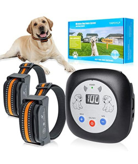 YHPOYLP Wireless Dog Fence System for 2 Dogs,Play and Stay Electric Dog Training System,Waterproof,Rechargeable and Effective,Suitable for Multi-Dog Families