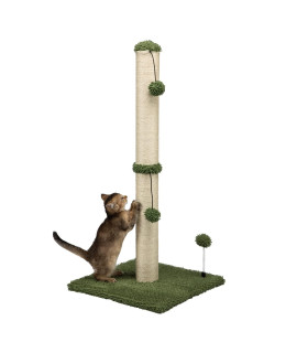 MECOOL 34Tall Cat Scratching Post Premium Basics Kitten Scratcher Sisal Scratch Posts Trees with Hanging Ball for Indoor Cats (34 inches for Adult Cats, Cactus Green)