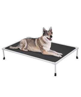 Veehoo Large Elevated Dog Bed - Chewproof Cooling Raised Dog Cots Beds, Outdoor Metal Frame Pet Training Platform With Skid-Resistant Feet, Breathable Textilene Mesh, 49 X 33 X 9 Inch, Black