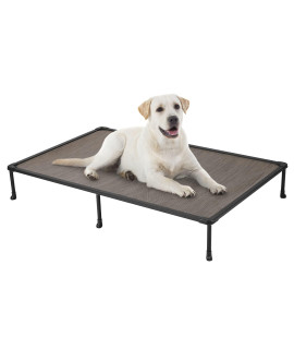Veehoo Large Elevated Dog Bed - Chewproof Cooling Raised Dog Cots Beds, Outdoor Metal Frame Pet Training Platform With Skid-Resistant Feet, Breathable Textilene Mesh, 59 X 375 X 9 Inch, Brown