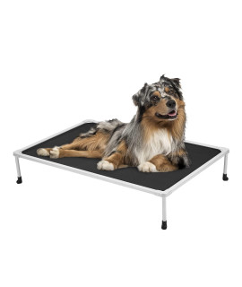 Veehoo Medium Elevated Dog Bed - Chewproof Cooling Raised Dog Cots Beds, Outdoor Metal Frame Pet Training Platform With Skid-Resistant Feet, Breathable Textilene Mesh, 32 X 25 X 7 Inch, Black