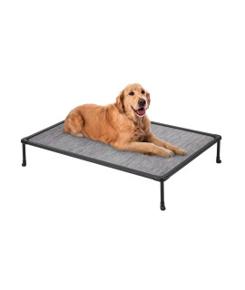 Veehoo Large Elevated Dog Bed - Chewproof Cooling Raised Dog Cots Beds, Black Metal Frame Pet Training Platform With Skid-Resistant Feet, Breathable Textilene Mesh, 42 X 30 X 7 Inch, Black Silver