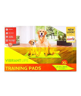 XL Pee Pads for Dogs Vibrant Life Pee Pads, 26 in x 30 in, Fast Absorption | Quality Puppy Pee Pads, for All Pets, 75 Count