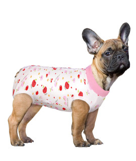Sawmong Recovery Suit For Dog, Dog Recovery Shirt For Abdominal Wounds, Pet Surgery Surgical Recovery Snugly Suit, Prevent Licking Dog Bodysuit, Substitute E-Collar & Cone(L,Cherry Pink)