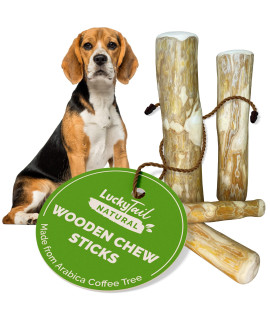 Luckytail Wooden Stick - Coffee Tree Dog Chew Toy For Aggressive Chewers (Medium (2 Count))