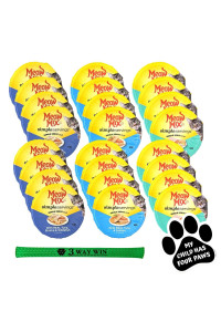Meow Mix Simple Servings Seafood Variety Bundle | 3 Flavors, (8) Cups Each: Tuna & Shrimp with Whitefish, Tuna & Salmon, and Tuna & Ocean Whitefish (1.3 OZ.) | Plus Mesh Kitty Toy and Car Paw Magnet!
