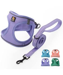 Bella Pal No Pull Small Dog Harness With Leash Set, Dog Vest Harness For Puppy Dogs Medium Dogs, Comfortable Air Mesh Dog Vest Harness With Reflective Strip, Purple, M