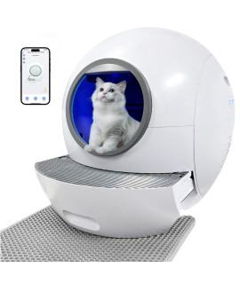 Kungfupet Self-Cleaning Cat Litter Box, Automatic Cat Litter Box App Control Smart Large Litter Box For Multiple Cats Safety Protection Odor Removal With Mat Upgrade Version]