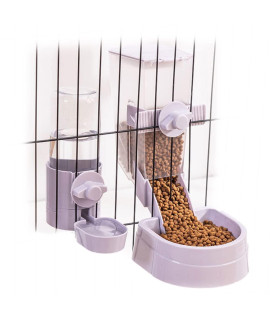 Rabbit Food And Water Bowls Set, Automatic Bunny Feeder Food Dish Small Animal Bin Feeder With Lid For Bunny Cat Ferret Chinchilla Guinea Pig