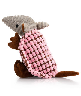 Hollypet Dog Toys, Plush Dog Toys, Squeaky Dog Toys, Stuffed Toys For Small Medium Large All Breed Sizes Dogs, Big Armadillo Animals Toy, Puppy Chew Toy With Clean Teeth, Pink