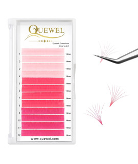 Colored Lash Extensions Ombre Pinkbluepurple Volume Eyelash Extension 007 Cd Curl 12-16Mm Length Ombre Pink Easy Fan Volume Lashes Self Fanning 2D-10D Flowering Lashes(Ombre Pink 007D 14)