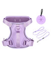 Petmolico Dog Harness For Small Dogs No Pull, Cute Dog Harness With Two Leash Clips And Soft Handle, Reflective Easy Walk Dog Harness With Leash, Light Purple Small