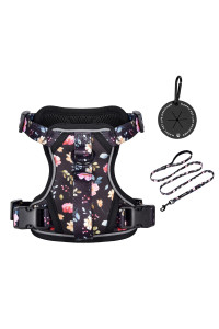 Petmolico Dog Harness For Small Dogs No Pull, Cute Dog Harness With Two Leash Clips And Soft Handle, Reflective Easy Walk Dog Harness With Leash, Black Peach Small