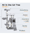 Fijinhom Multi Level 51 inch Cat Tree Tower for Indoor Cat Furniture Condo Activity Center Play House with Scratching Sisal Posts,Hammock,Ladder and Feeding Bowl (Ggey)