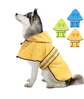 Weesiber Waterproof Dog Raincoat - Reflective Dog Rain Jacket With Hoodie, Lightweight Dog Rain Coat, Adjustable Dog Poncho Slicker For Large Dogs (X-Large, Yellow)