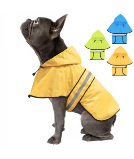 Weesiber Waterproof Adjustable Dog Raincoat - Reflective Dog Rain Jacket With Hoodie, Lightweight Dog Rain Coat Dog Poncho Slicker For Small Medium And Large Dogs (Small, Yellow)