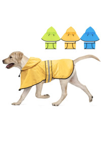 Weesiber Waterproof Dog Raincoat - Reflective Dog Rain Jacket - Lightweight Dog Rain Coat - Adjustable Dog Poncho - Dog Slicker For Large Dogs (Large, Yellow)