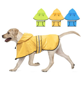 Weesiber Waterproof Dog Raincoat - Reflective Dog Rain Jacket - Lightweight Dog Rain Coat - Adjustable Dog Poncho - Dog Slicker For Large Dogs (Large, Yellow)