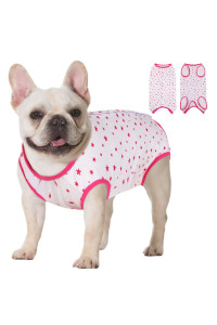 Koeson Recovery Suit For Female Dogs, Dog Recovery Suit After Spay Abdominal Wounds Protector, Bandages Cone E-Collar Alternative Surgical Onesie Anti Licking Hot Pink Stars S