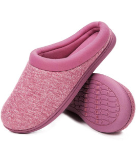 Womens Comfort Slip On Memory Foam Slippers French Terry Lining House Slippers Wdurable Sole (5-6, Fushcia)