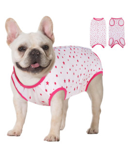 Koeson Recovery Suit For Female Dogs, Dog Recovery Suit After Spay Abdominal Wounds Protector, Bandages Cone E-Collar Alternative Surgical Onesie Anti Licking Hot Pink Stars Xs