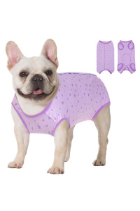 Koeson Recovery Suit For Female Dogs, Dog Recovery Suit After Spay Abdominal Wounds Protector, Bandages Cone E-Collar Alternative Surgical Onesie Anti Licking Purple Stars S
