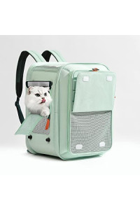 Cat Carrier Backpack, Foldable Pet Backpack Carrier for Large/Small Cats and Dogs, Ventilated Design, Comfort Pet Backpack with Padded Strap, Lightweight for Travel, Hiking, Outdoor Use (Light Green)