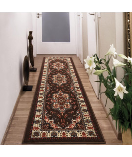 Antep Rugs Alfombras Oriental Traditional 2X7 Non-Skid (Non-Slip) Low Profile Pile Rubber Backing Indoor Runner Rugs (Brown, 2 X 7)