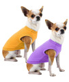 Sychien Dog Plain Shirts,Solid Dogs Clothes,Lightweight Stretchy Doggy Tee Shirt,Sleeveless Blank Puppy Chihuahua Cats Samll Costumes,Yellow & Purple S