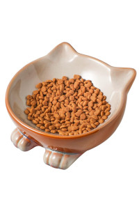 Nihow Ceramic Basic Cat Bowls: 625 Inch Cat Bowl For Food Water - Food Grade Cat Dish For Large-Sized Catmedium-Sized Dog - Microwave Dishwasher Safe -Elegant Brown (85 Oz 1 Pc)