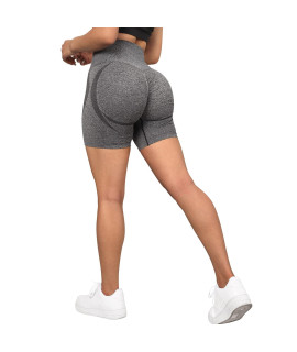 Ruuhee Women Workout Shorts Seamless Scrunch Butt Biker Shorts High Waisted Gym Yoga Shorts(Small,5 Gray-6)