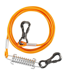 Xiaz Dog Tie Out Cable 30 Feet, Dog Lead For Yard Camping Outdoor, Dog Tether Wire For With Durable Swivel Hooks And Shock Absorbing Spring Small Medium Dogs Up To 120 Pounds, Orange