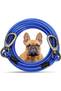 Tie Out Cable For Dogs,102030 50Ft Long Dog Leash ,Dog Runner For Yard Heavy Duty, Dog Chains For Outside, Sturdy Long Line Lead For Dogs Training Outdoor In Camping Or Yard (Blue,10Ft)