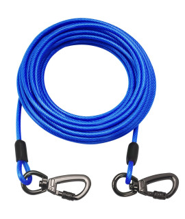 Tie Out Cable For Dogs,102030 50Ft Long Dog Leash ,Dog Runner For Yard Heavy Duty, Dog Chains For Outside, Sturdy Long Line Lead For Dogs Training Outdoor In Camping Or Yard (Blue,30Ft)