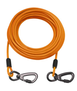 Tie Out Cable For Dogs,102030 50Ft Long Dog Leash ,Dog Runner For Yard Heavy Duty, Dog Chains For Outside, Sturdy Long Line Lead For Dogs Training Outdoor In Camping Or Yard(Orange,30Ft)