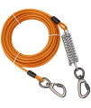 Tie Out Cable With Spring For Dogs,102030 50Ft Long Dog Leash ,Dog Runner For Yard Heavy Duty, Dog Chains For Outside, Sturdy Long Line Lead For Dogs Training Outdoor In Camping Or Yard