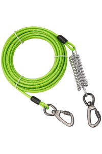 Tie Out Cable For With Spring Dogs,102030 50Ft Long Dog Leash ,Dog Runner For Yard Heavy Duty, Dog Chains For Outside, Sturdy Long Line Lead For Dogs Training Outdoor In Camping Or Yard(Green,10Ft)