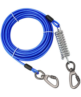Tie Out Cable With Spring For Dogs,102030 50Ft Long Dog Leash ,Dog Runner For Yard Heavy Duty, Dog Chains For Outside, Sturdy Long Line Lead For Dogs Training Outdoor In Camping Or Yard (Blue,30Ft)
