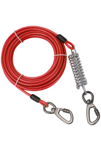 Tie Out Cable With Spring For Dogs,102030 50Ft Long Dog Leash ,Dog Runner For Yard Heavy Duty, Dog Chains For Outside, Sturdy Long Line Lead For Dogs Training Outdoor In Camping Or Yard(Red,30Ft)