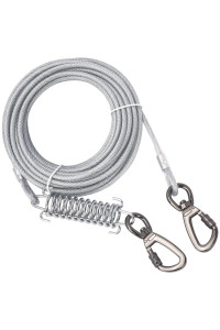Tie Out Cable With Spring For Dogs, Long Dog Leash ,Dog Runner For Yard Heavy Duty, Dog Chains For Outside, Sturdy Long Line Lead For Dogs Training Outdoor In Camping Or Yard (Silver,10Ft)