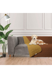 Tuffeel Waterproof Dog Blanket Pet Cat Puppy Water Resistant Couch Bed Sofa Furniture Protector Cover Washable for Dogs Pets Reversible (Turmeric+Lightbrown, 68x82 Inches)