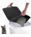 dipperdap Cat Litter Trapping Mat with Handles - Water Proof Material for Easy Cleaning - Dual Layer Honeycomb Design (24 x 30 in, Black)