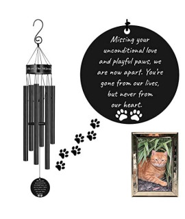 Pet Memorial Wind Chime w/ Pet Memorial Photo Frame - Bereavement Gifts for Loss of Pet Dog Cat - Pet Sympathy Wind Chime for Death of Dogs or Cats - Beautiful Sound - Weatherproof -- Dog Wind Chimes