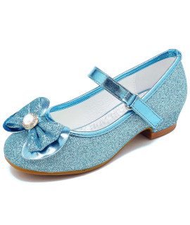 Furdeour Princess Dress Shoes For Girls Blue 8Yr Little Kid Flower Girls Wedding High Heels Size 13 Princess Belle Fancy Little Kid Bridesmaid (2704 Blue 13)