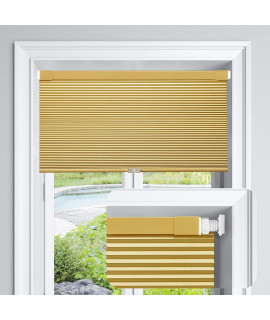 Lazblinds Cordless Cellular Shades No Tools No Drill Blackout Cellular Blinds For Window Size 40 W X 64 H, Yellowish-Brown