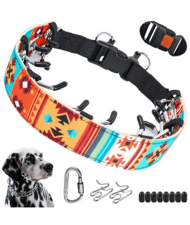 No Pull Dog Collar, Anti Pull Collars For Small Medium Large Dogs, Dog Training Collar With Printed Nylon Cover, Walking Collar With Carabiner And Adjustable Stainless Steel Links