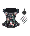 Petmolico Dog Harness For Xs Dogs No Pull, Cute Dog Harness With Two Leash Clips And Soft Handle, Reflective Easy Walk Dog Harness With Leash, Black Lotus Xs